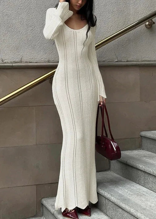 Uche | Women's Long Sleeve Maxi Knit Dress | Scoop Neck Bodycon