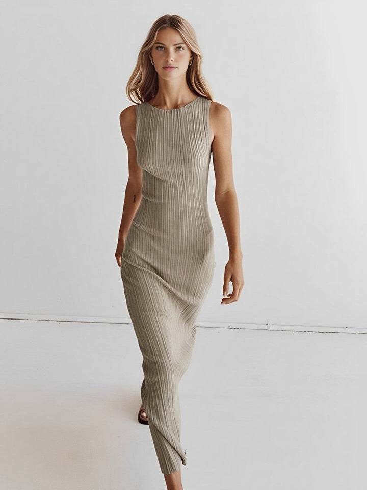 Women's Knit Dress Midi Sleeveless Ribbed | Casual