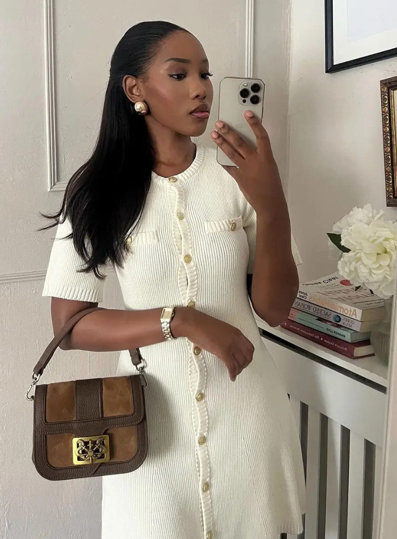 Women's Knit Dress Mini Button Down Detail | Short Sleeve