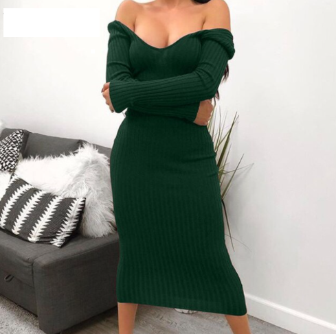 Sophronia | Women's Knit Midi Dress | Off Shoulder Party Style