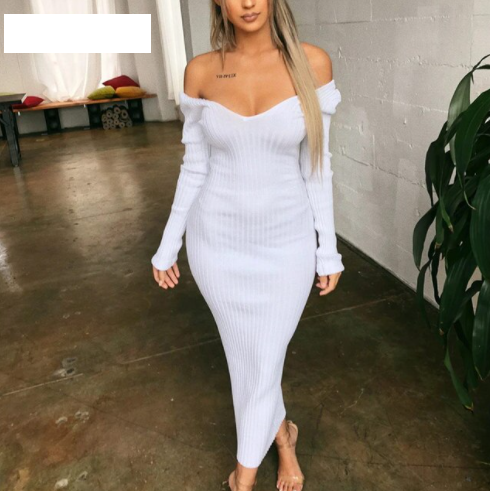 Sophronia | Women's Knit Midi Dress | Off Shoulder Party Style