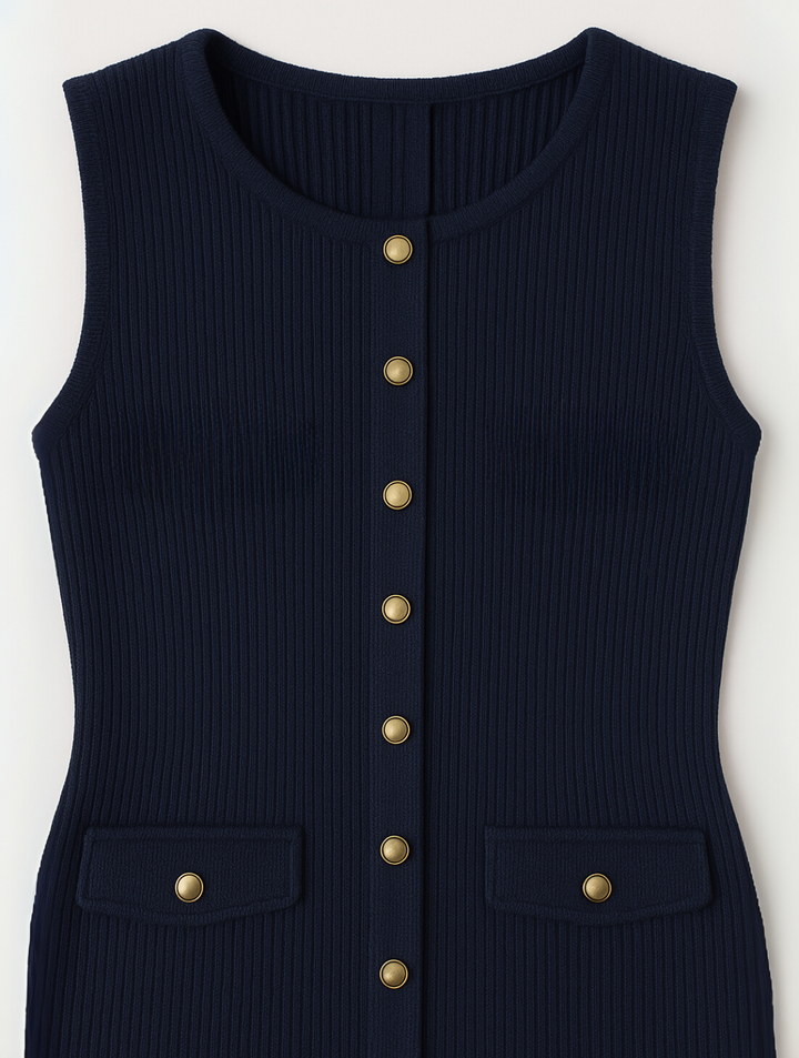 Women's Knit Dress Sleeveless Button Front | Semi Formal