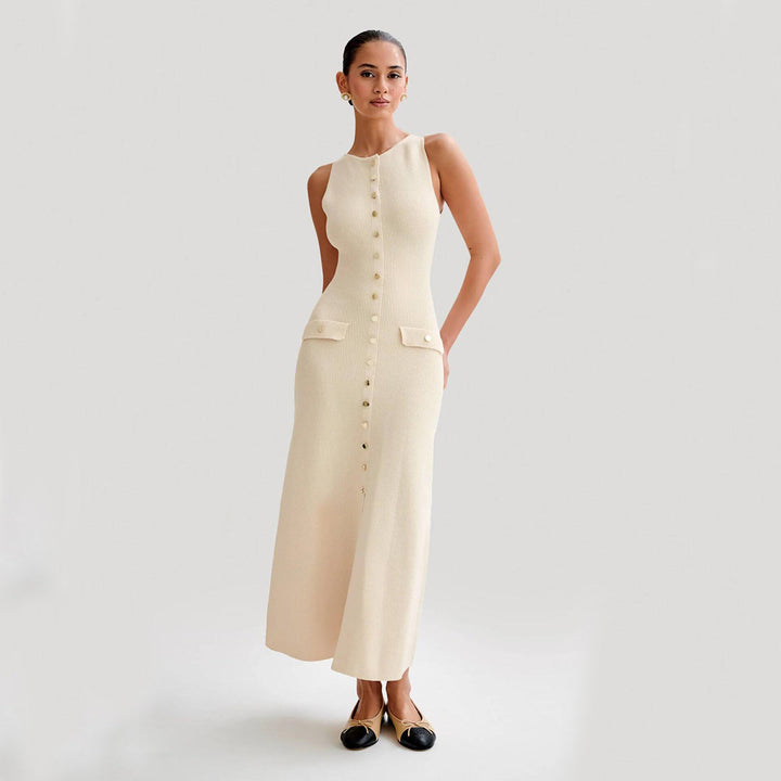 Women's Knit Dress Sleeveless Button Front | Semi Formal