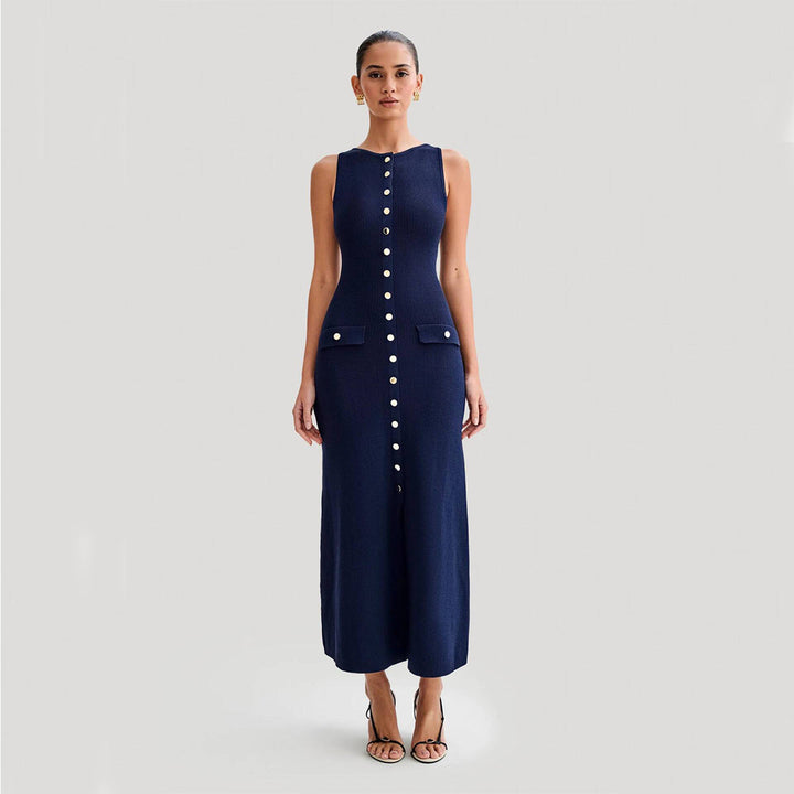 Women's Knit Dress Sleeveless Button Front | Semi Formal