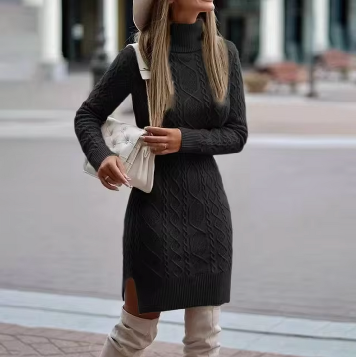 Laure | Knit Turtleneck Midi Dress