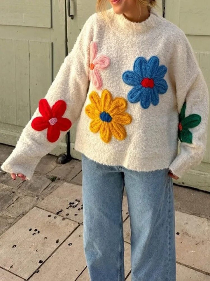 Astou | Women's Knitted Jumper | Crew Neck Floral
