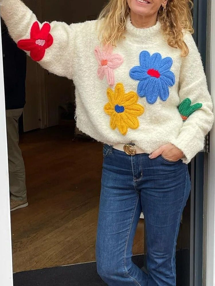 Astou | Women's Knitted Jumper | Crew Neck Floral