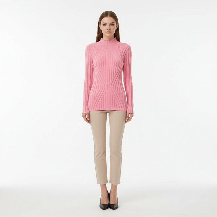 Yaropolk | Women's Ribbed High Neck Knitted Jumper | Slim Fit