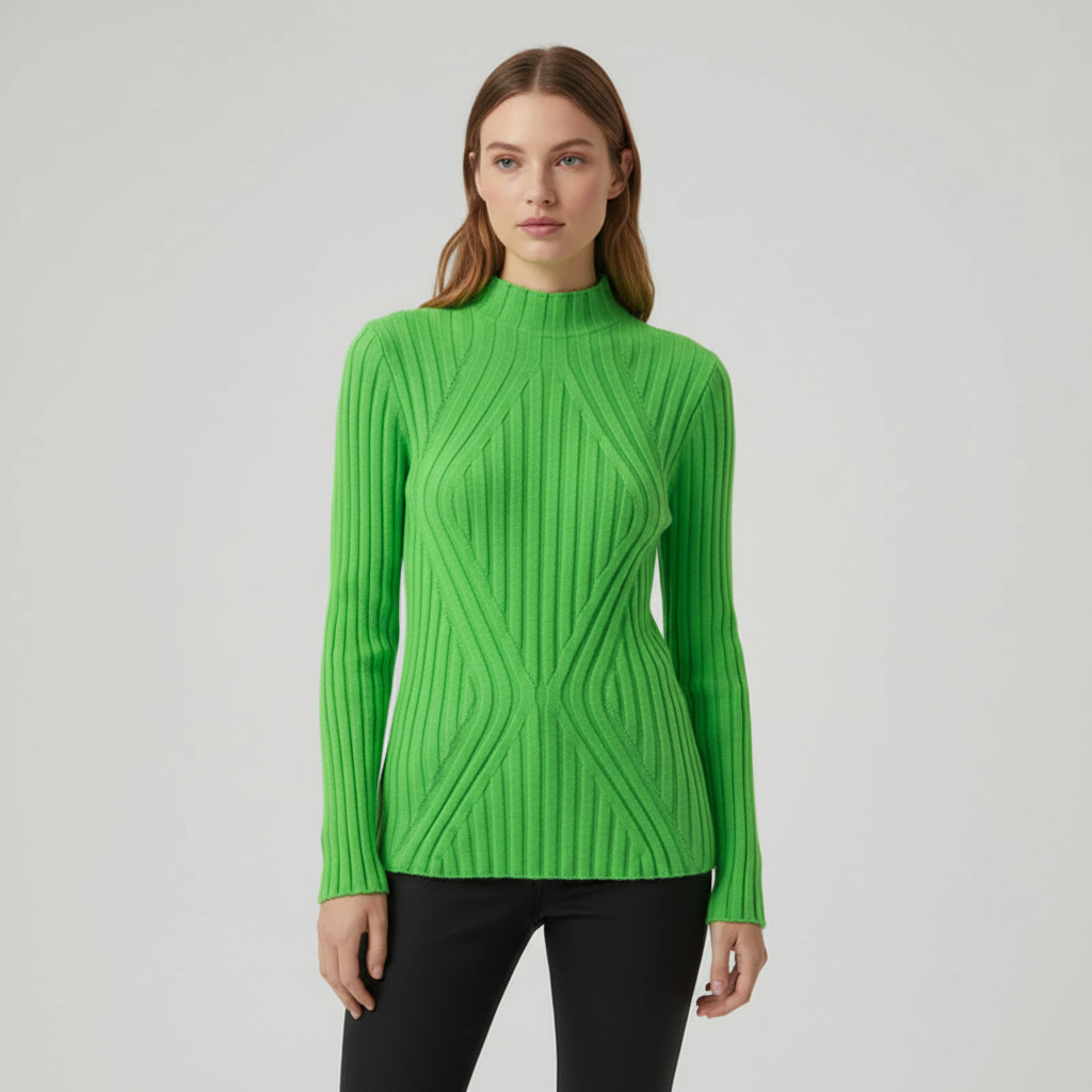 Yaropolk | Women's Ribbed High Neck Knitted Jumper | Slim Fit