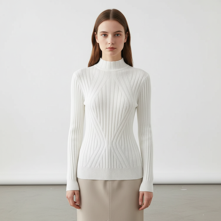 Yaropolk | Women's Ribbed High Neck Knitted Jumper | Slim Fit