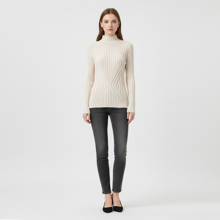 Yaropolk | Women's Ribbed High Neck Knitted Jumper | Slim Fit