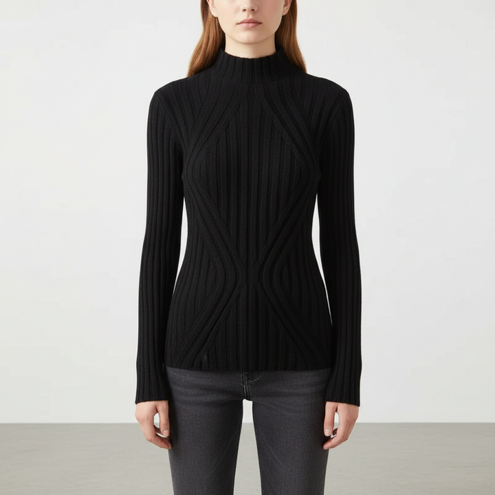 Yaropolk | Women's Ribbed High Neck Knitted Jumper | Slim Fit