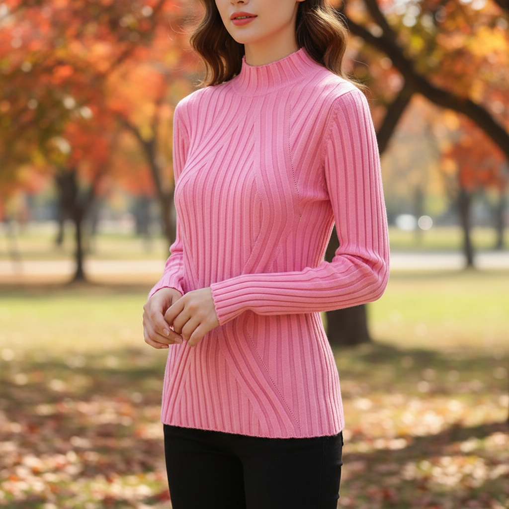 Yaropolk | Women's Ribbed High Neck Knitted Jumper | Slim Fit
