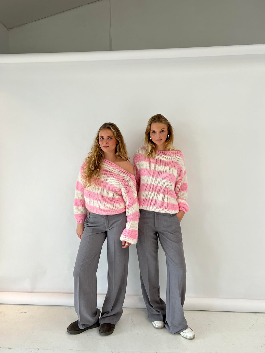 Semele | Women's Knitted Jumper | Striped Crew Neck Oversized