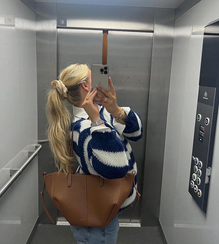 Semele | Women's Knitted Jumper | Striped Crew Neck Oversized