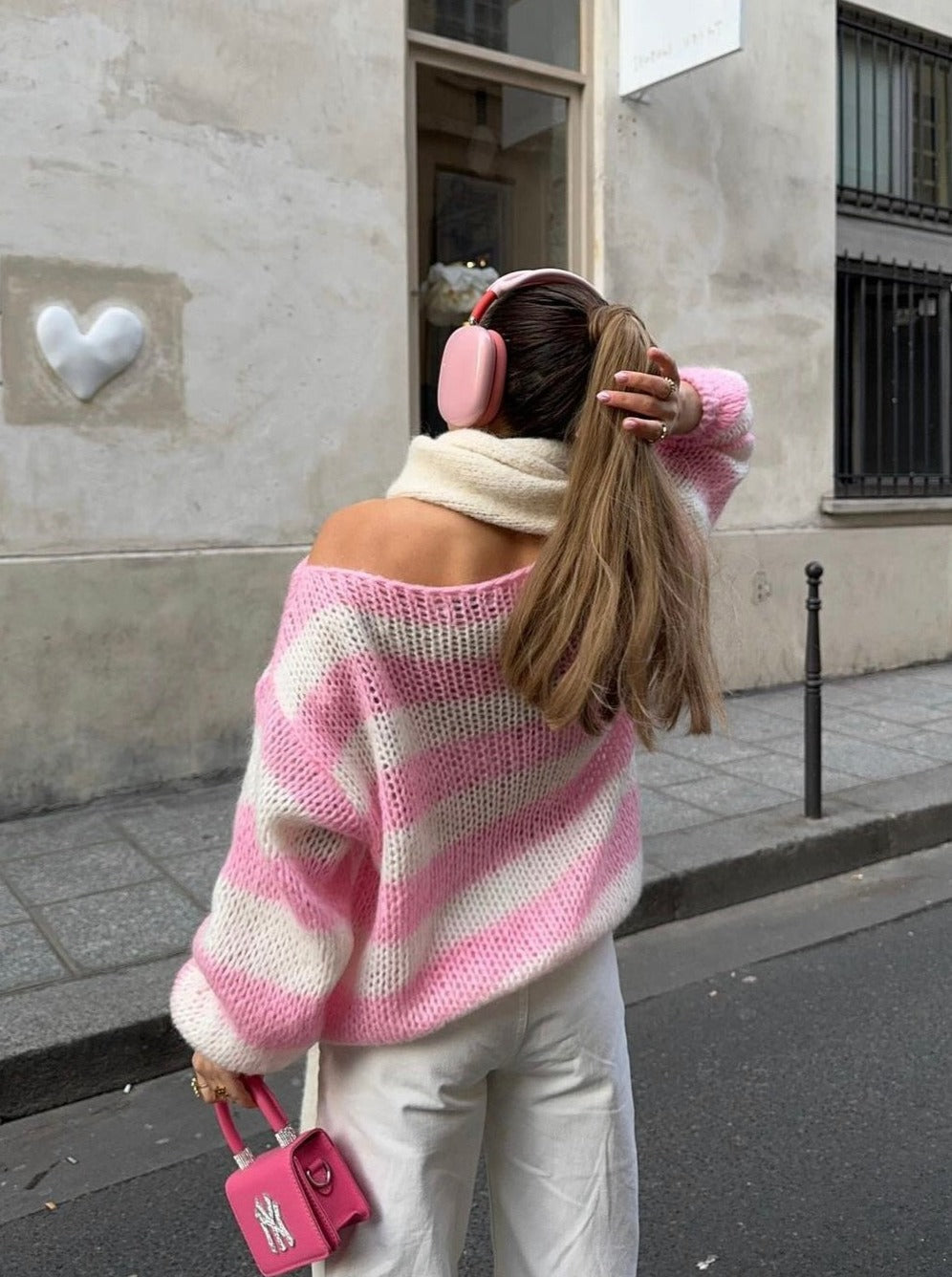 Semele | Women's Knitted Jumper | Striped Crew Neck Oversized