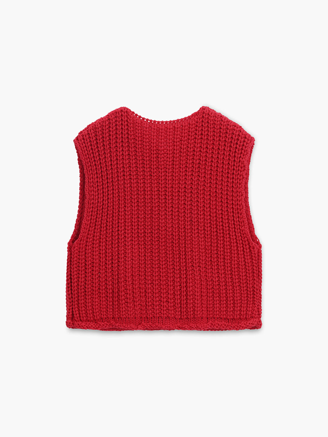 Osthryth | Women's Cropped Knitted Vest | Patch Pockets Button Front