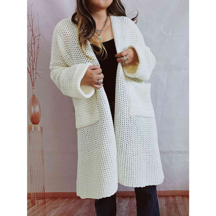 Kadiatou | Women's Long Knit Cardigan | Open Front Pockets