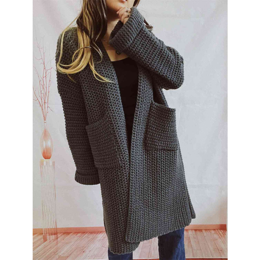 Kadiatou | Women's Long Knit Cardigan | Open Front Pockets
