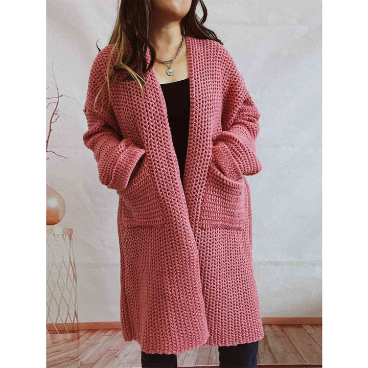 Kadiatou | Women's Long Knit Cardigan | Open Front Pockets