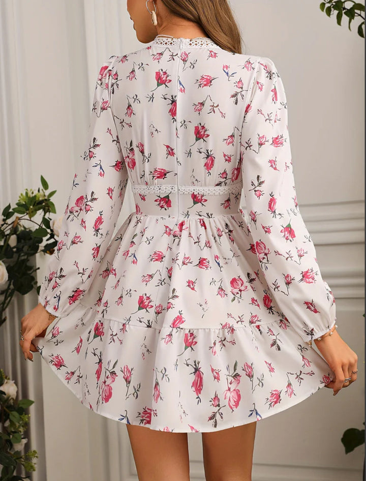 Suri | Women's Long Sleeve Mini Dress | Floral V Neck