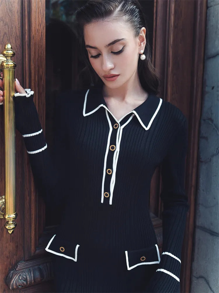 Nymphe | Long Sleeve Maxi Dress | Ribbed Collar