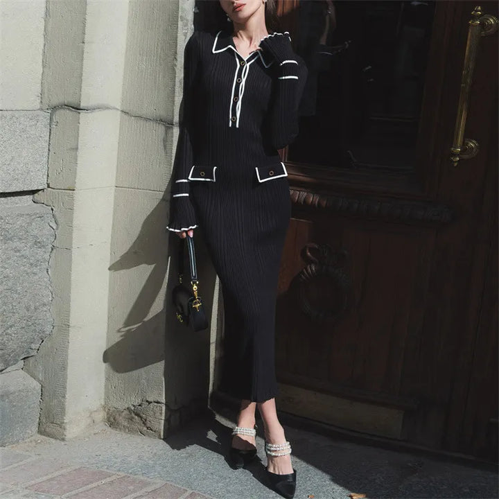 Nymphe | Long Sleeve Maxi Dress | Ribbed Collar
