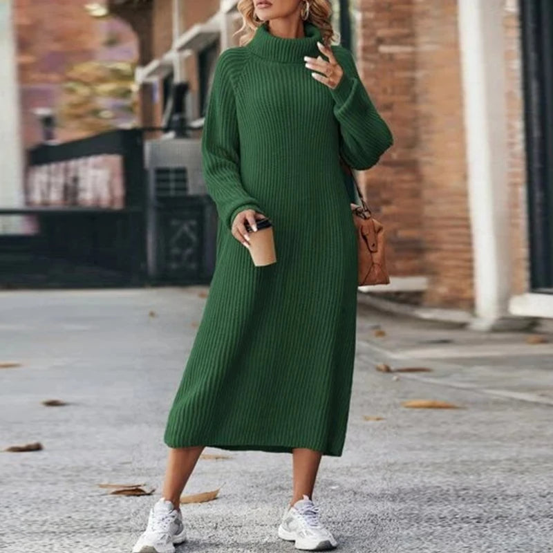 Theophanu | Long Sleeve Knit Dress | Roll Neck