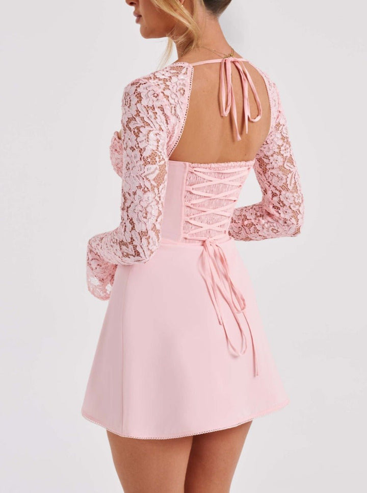Aveza | Women's Long Sleeve Mini Dress | Corset Back Party