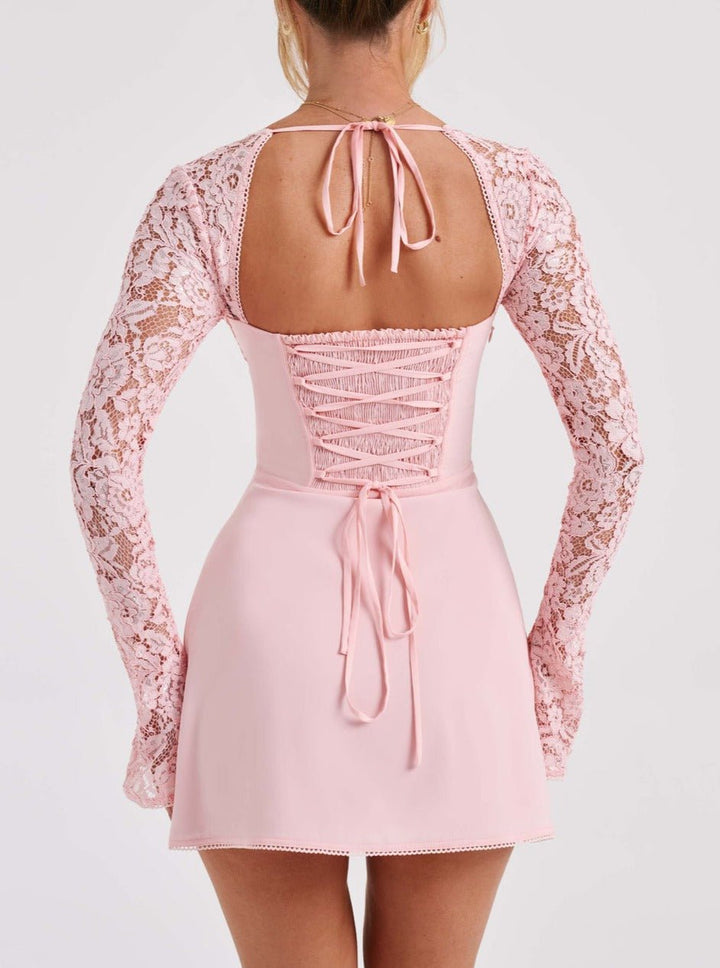 Aveza | Women's Long Sleeve Mini Dress | Corset Back Party