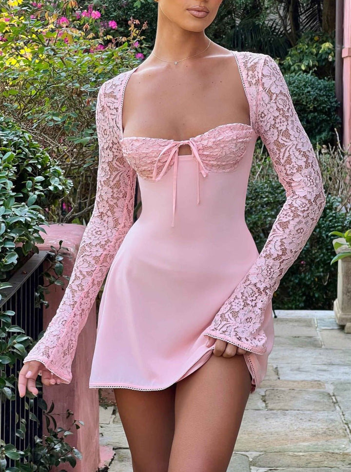 Aveza | Women's Long Sleeve Mini Dress | Corset Back Party