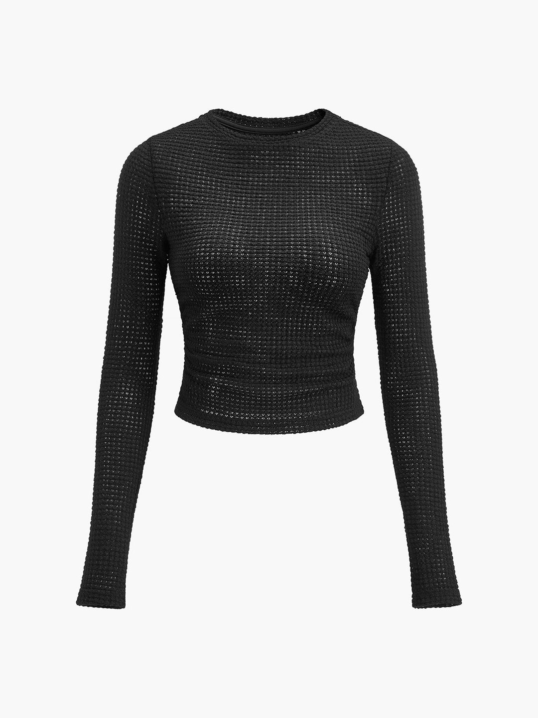Leukippe | Women's Waffle Knit Long Sleeve Top | Crew Neck