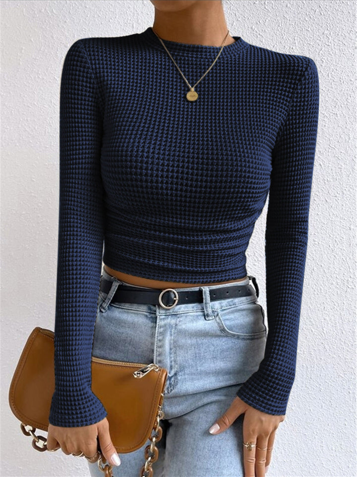 Leukippe | Women's Waffle Knit Long Sleeve Top | Crew Neck