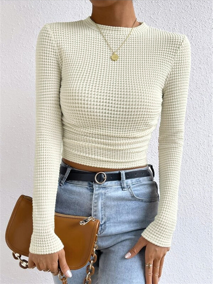 Leukippe | Women's Waffle Knit Long Sleeve Top | Crew Neck