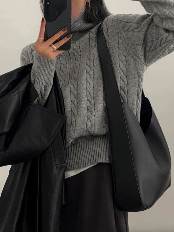 Seynabou | Women's Cable Knit Half-Zip Jumper | Loose Casual