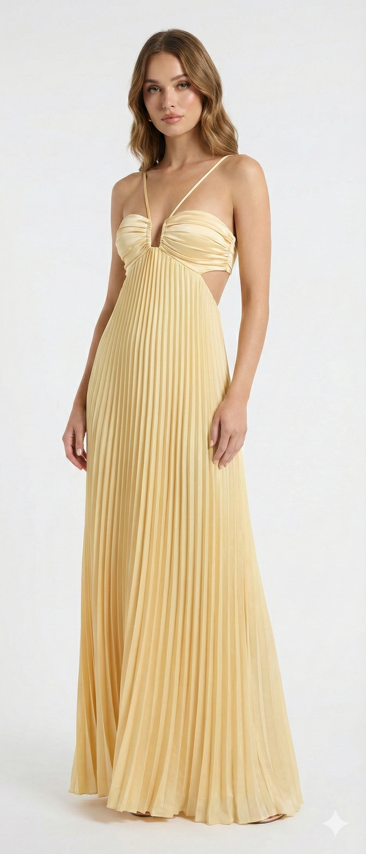 Women's Maxi Dress Pleated Halter Neck | Open Back