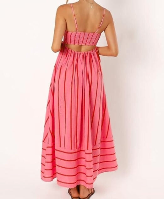 Women's Maxi Dress Striped Design | Sleeveless