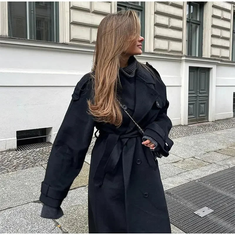 Grazyna | Women's Maxi Trench Coat | Belted Waist Oversized