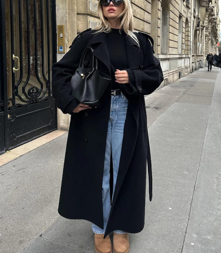 Grazyna | Women's Maxi Trench Coat | Belted Waist Oversized