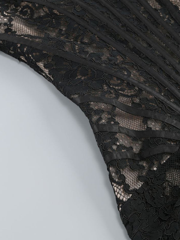 Women's Mini Corset Dress with Embroidered Mesh | Cocktail