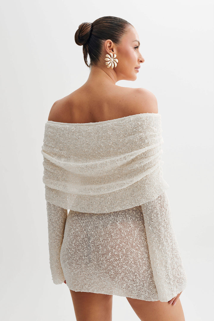 Lavinia | Women's Long Sleeve Mini Dress | Off Shoulder Party
