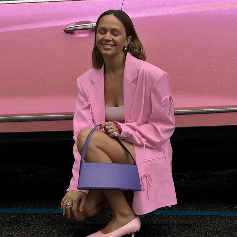 Waldburg | Women's Oversized Blazer | Bow Detail Notched Lapel