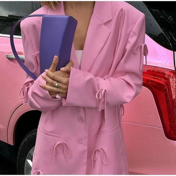 Waldburg | Women's Oversized Blazer | Bow Detail Notched Lapel