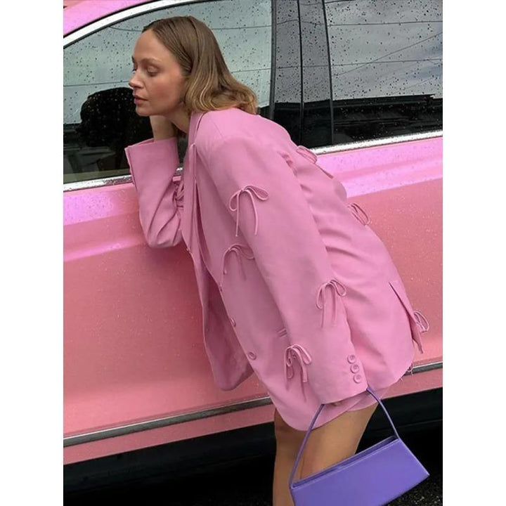 Waldburg | Women's Oversized Blazer | Bow Detail Notched Lapel