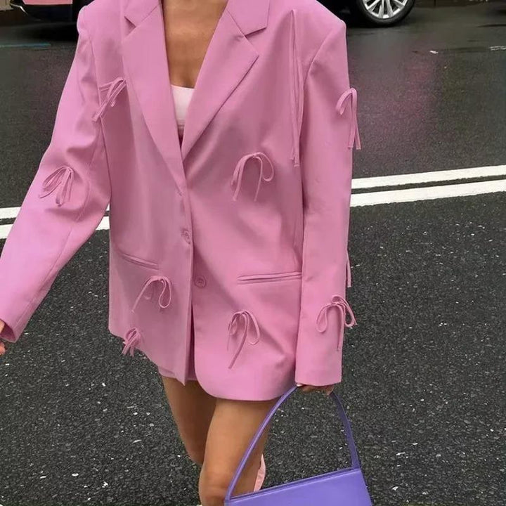 Waldburg | Women's Oversized Blazer | Bow Detail Notched Lapel