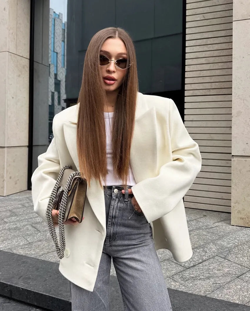 Maya | Women's Oversized Blazer | Double Breasted Peak Lapel