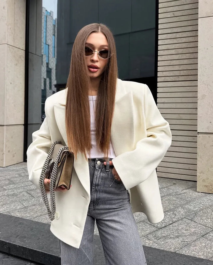 Maya | Women's Oversized Blazer | Double Breasted Peak Lapel