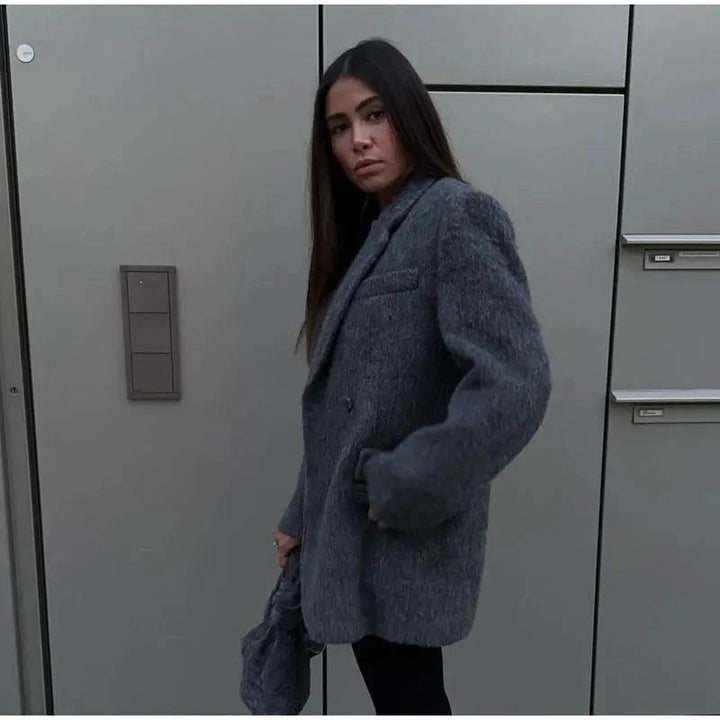 Rothlinde | Women's Oversized Blazer | Flap Pockets Notched Lapel