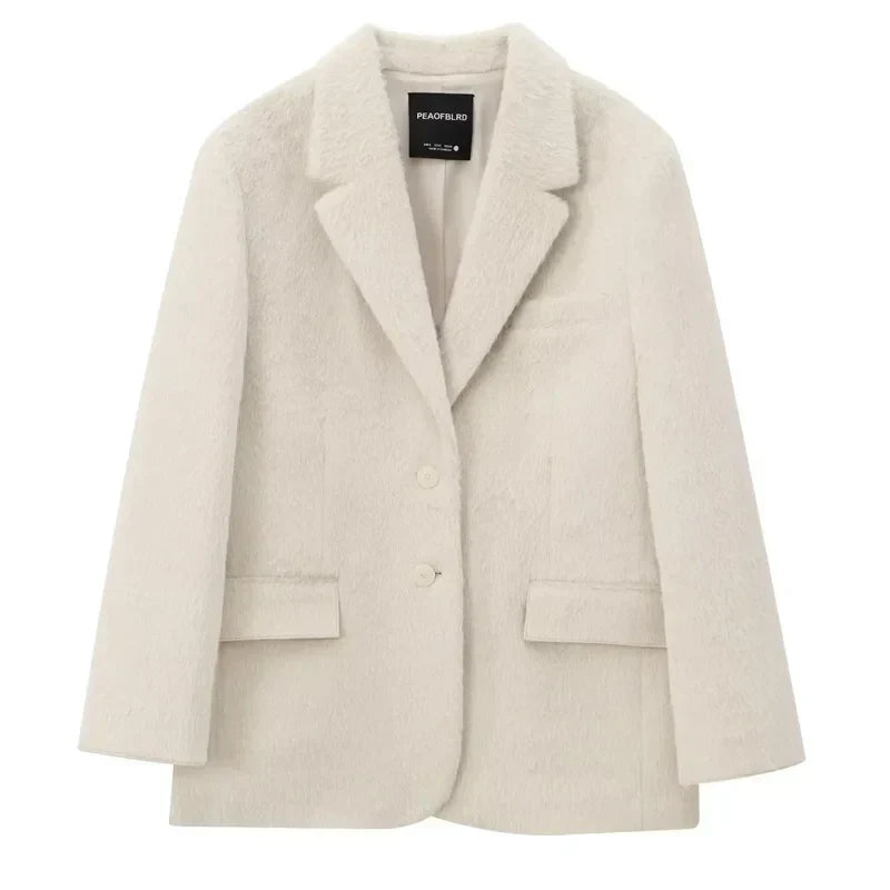 Sorcha | Women's Oversized Blazer | Notched Lapel Flap Pockets Button