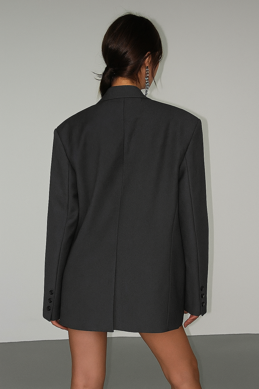 Lysippe | Women's Oversized Blazer | Peak Lapel Button Front Long